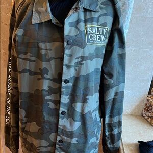 Salty Crew Men's Green Camouflage Windbreaker
